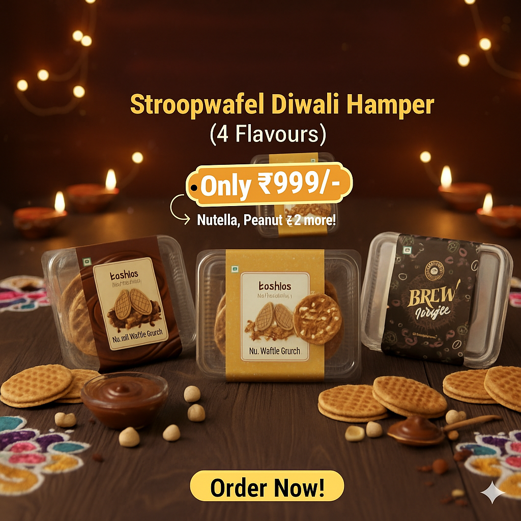 Kashio's Festive Waffle Gift Box | 4 Premium Flavours – Nutella, Biscoff, Peanut, Coffee