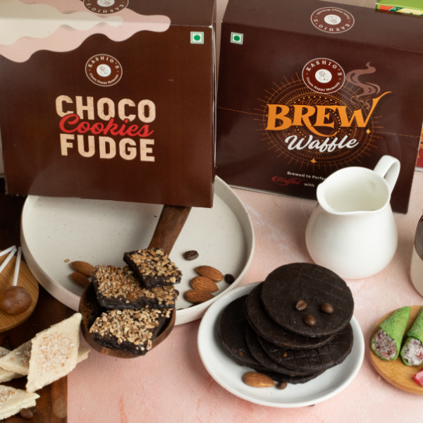 Millet Paan Cone + Choco Fudge Wafer Cookies + Kaju Katli Wafer Cookies + Brew Waffle